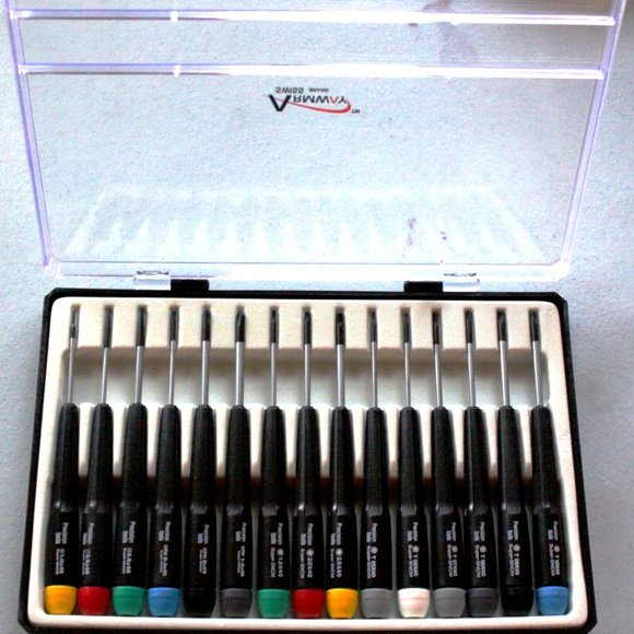 New 15 pcs Precision Screwdriver Tool Set Flat Blade, Phillips,Torks,Hex Key - Picture 2 of 11